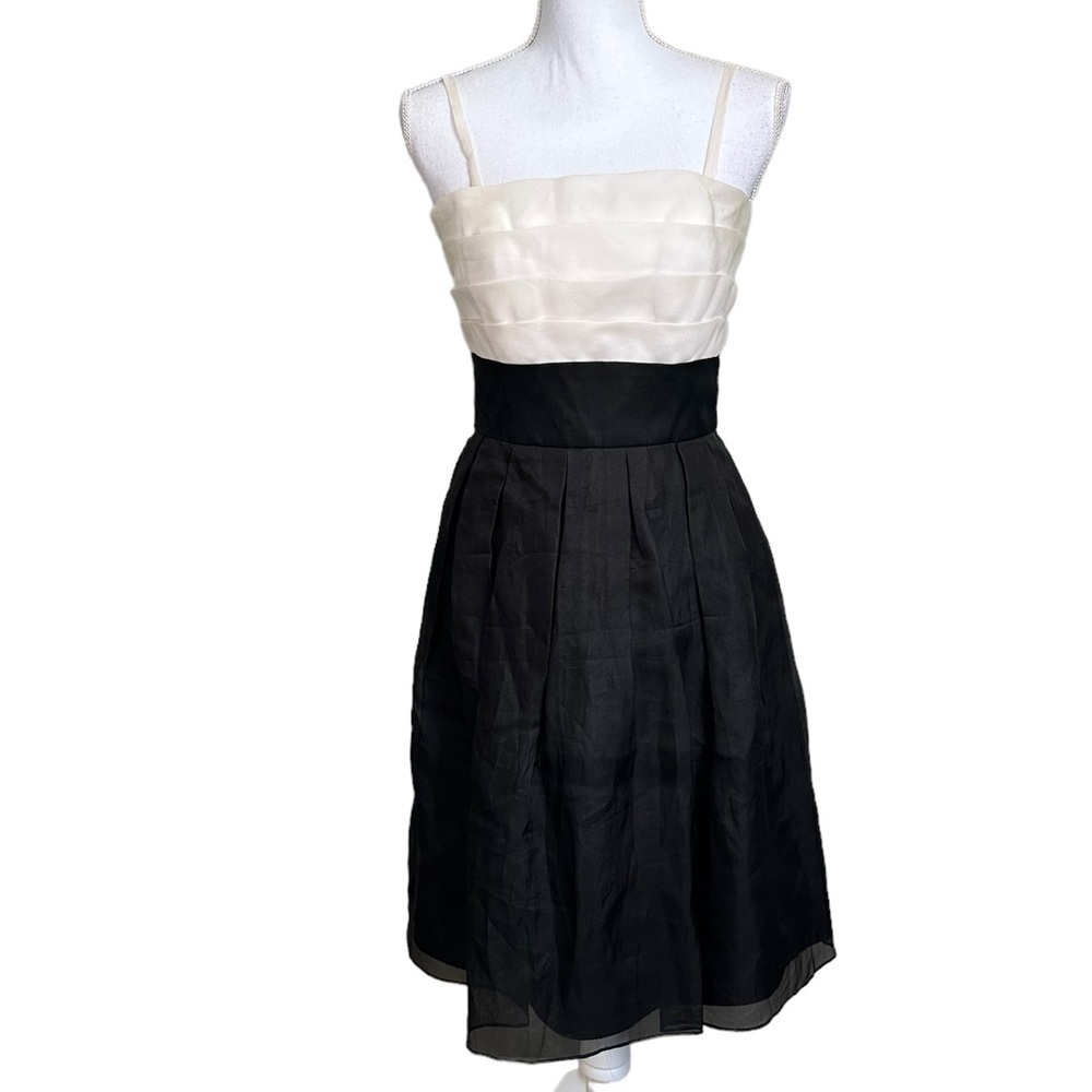 White House Black Market Off White Black Midi Dress Size 2
